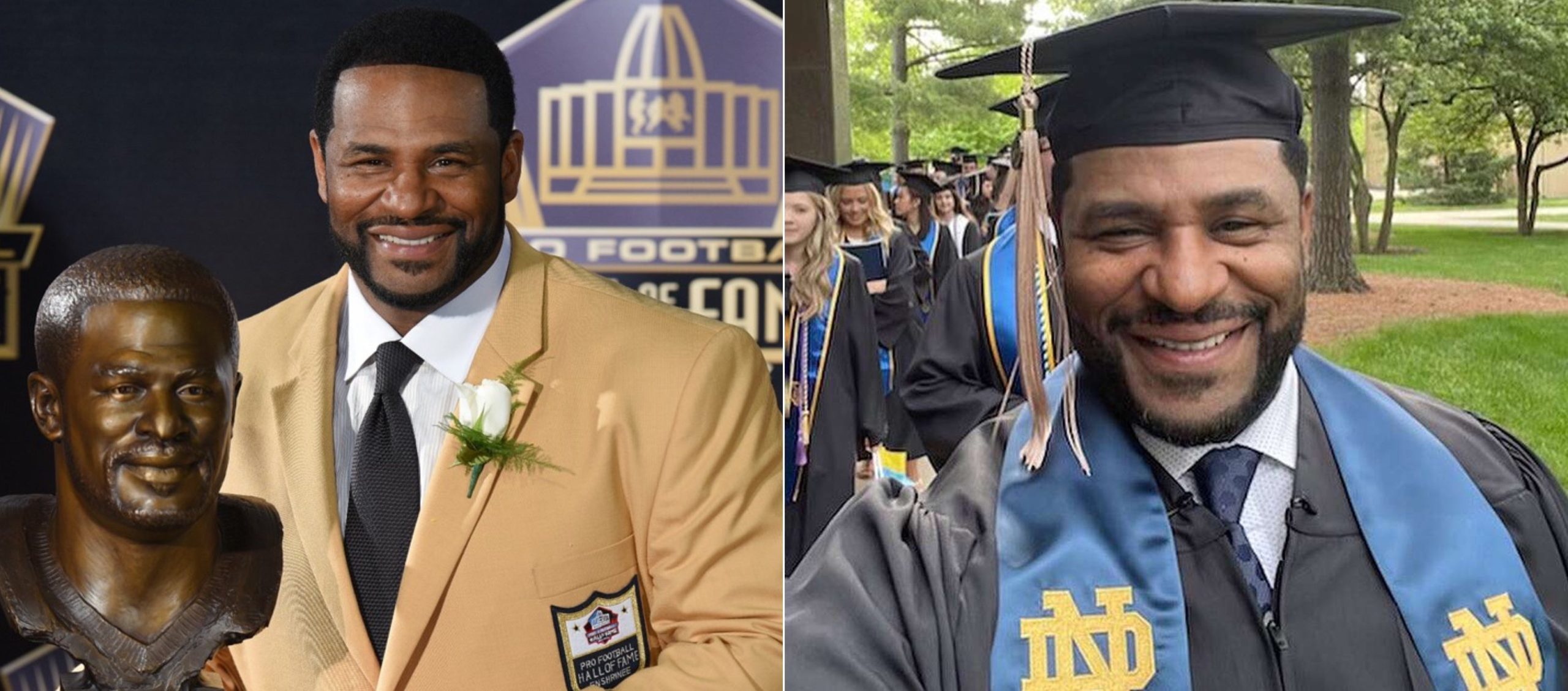 Former NFL star Jerome Bettis returns to Notre Dame 30 years later to get  his degree